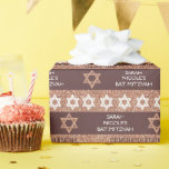 Bat Mitzvah Rose Gold Glitter Stripe Pattern Wrapping Paper<br><div class="desc">Personalize this faux rose gold glitter wrapping paper in a stripe pattern for your Bat Mitzvah gifts or Hanukkah presents. Three lines of text in white or deep mauve can be personalized so this custom gift wrap can be adapted for any special occasion. Stripes alternate between the rose gold faux...</div>