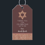 Bat Mitzvah Rose Gold Star Of David Thank You Gift Tags<br><div class="desc">Personalize these faux rose gold glitter Star of David accent thank you gift tags as a special touch to your Bat Mitzvah party plans. White text on a deep mauve background can be customized independently - on the front, the thank you section in a simple sans sherif font and the...</div>