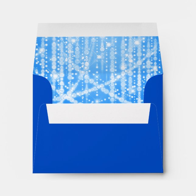 Bat Mitzvah Royal Blue Sparkly Lights Envelope (Back (Bottom))