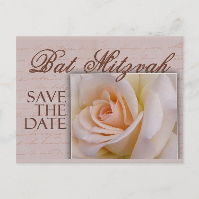 Bat Mitzvah Save The Date Announcement Postcard (Front)