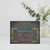 Bat Mitzvah Save The Date Postcard - Chalkboard (Standing Front)