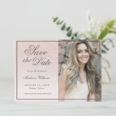 Bat Mitzvah Save The Date Rose Gold Glitter Photo (Standing Front)