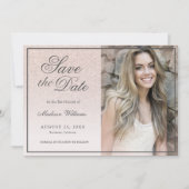 Bat Mitzvah Save The Date Rose Gold Glitter Photo (Front)