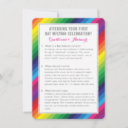BAT MITZVAH service information advice rainbow Invitation