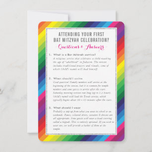 BAT MITZVAH service information advice rainbow Invitation