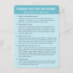 BAT MITZVAH service question and answer advice Invitation<br><div class="desc">by kat massard >>> WWW.SIMPLYSWEETPAPERIE.COM <<<

A handy insert for your BAT MITZVAH outlining a few questions and answers</div>