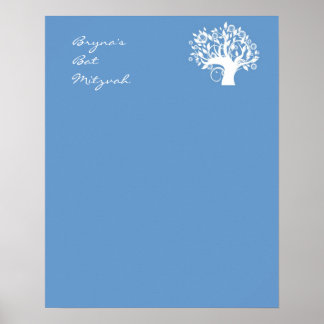 Bat Mitzvah Sign In Board Blue Tree of Life
