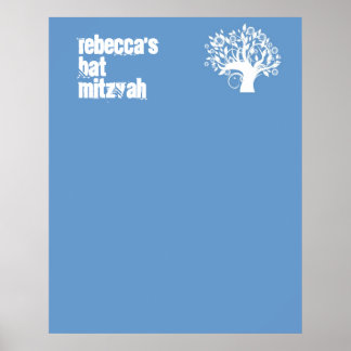 Bat Mitzvah Sign In Board Blue Tree of Life