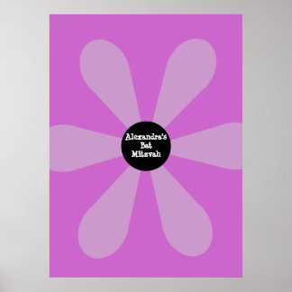 Bat Mitzvah Sign In Board Fun Flower Pink