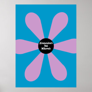 Bat Mitzvah Sign In Board Fun Flower Pink