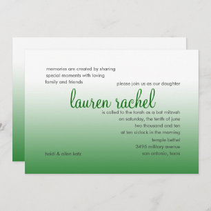 Bat Mitzvah Silver and Green Gradient Invitation