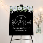Bat Mitzvah Silver Black Floral Watercolor Welcome Foam Board<br><div class="desc">Proudly welcome every guest of your daughter’s Bat Mitzvah party! Display this stunning, modern, stylish, sophisticated personalized vertical foam core poster board to add to her special day. A chic, stunning, white and silver glitter floral watercolor with faux silver foil script typography, Star of David and sans serif type overlay...</div>