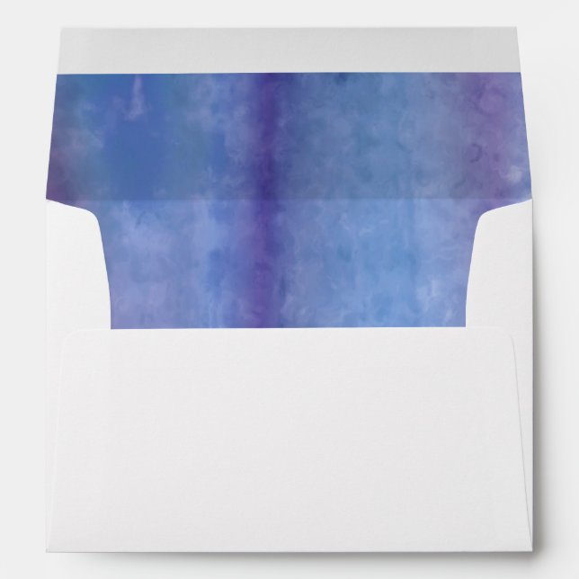Bat Mitzvah Silver Blue Purple Watercolor Stripes Envelope (Back (Bottom))