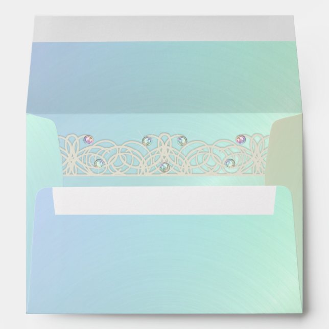 Bat Mitzvah Sparkle and Lace Rainbow Envelope (Back (Bottom))