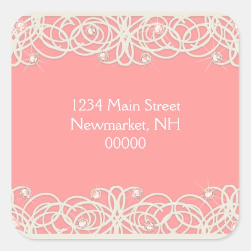 Bat Mitzvah Sparkle and Lace Square Sticker