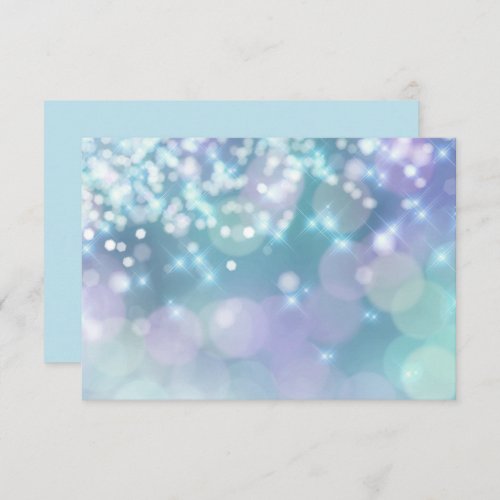 Bat Mitzvah Sparkle Lights Blue and Purple RSVP Card