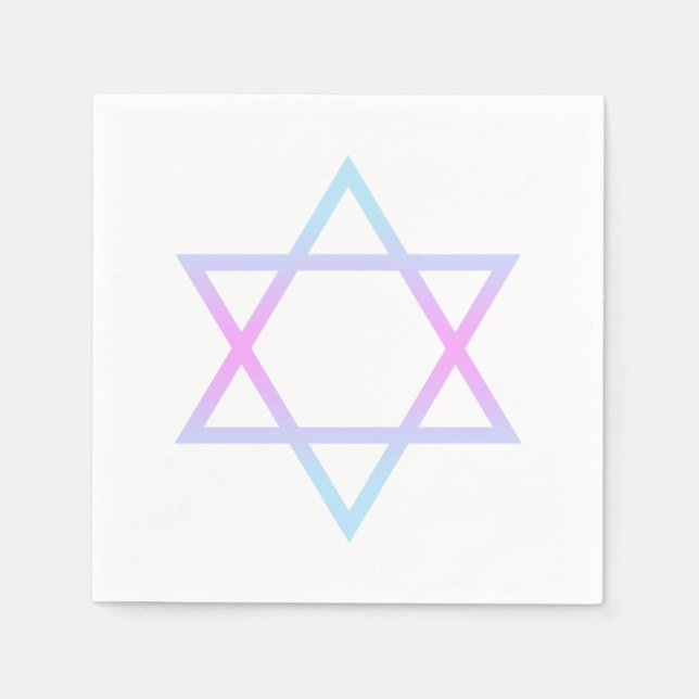 Bat Mitzvah Star of David Modern Pink Blue Purple Napkins (Front)