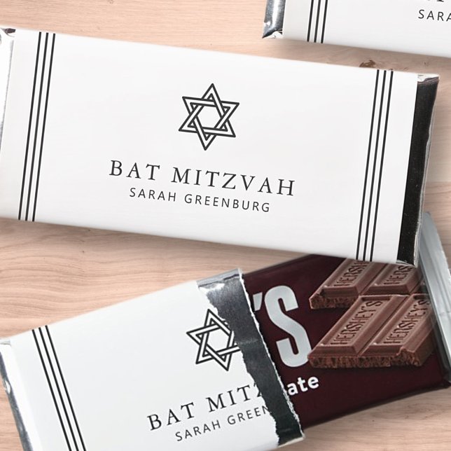 Bat Mitzvah Star of David Modern Simple Elegant Hershey Bar Favors (Creator Uploaded)