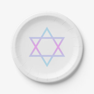 Bat Mitzvah Star of David Pink Blue Lavender Paper Plates