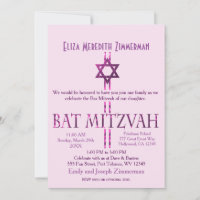 Bat Mitzvah | Star of David | Pink Invitation