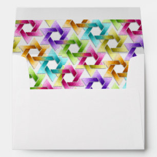 Bat Mitzvah Star of David Rainbow Damask Envelope
