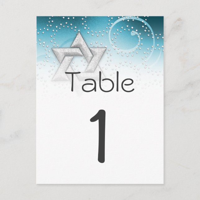 Bat Mitzvah Star of David Table Number (Front)