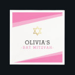 BAT MITZVAH star simple modern angles bold pink Napkins<br><div class="desc">by kat massard >>> WWW.SIMPLYSWEETPAPERIE.COM <<<</div>
