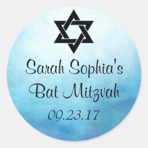 Bat Mitzvah Sticker, Favor Tag, Bat Mitzvah Decor Classic Round Sticker