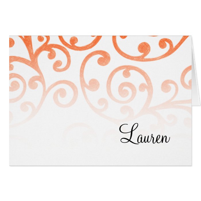 Bat Mitzvah Scroll Pattern Orange Cards