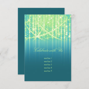 Bat Mitzvah Teal Blue Lime Green Sparkly Lights Invitation