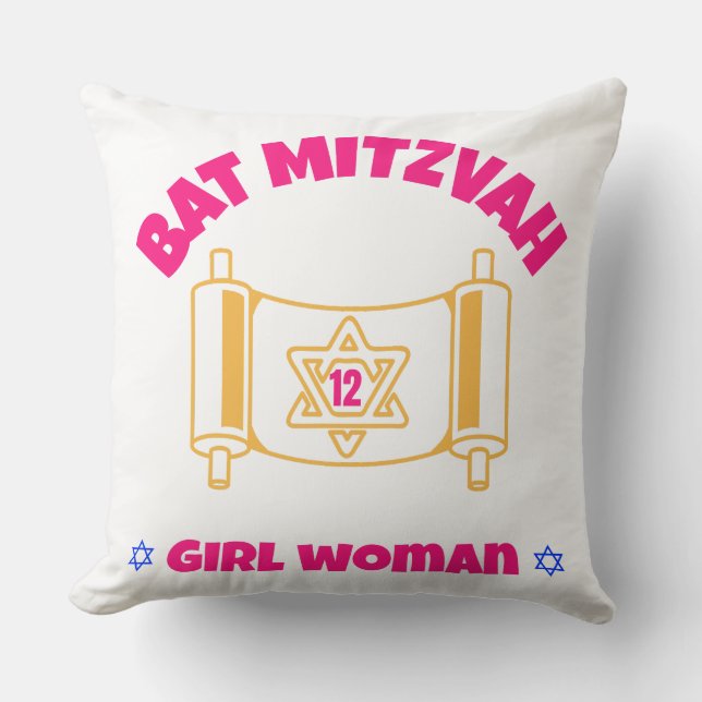 Bat Mitzvah  Throw Pillow (Front)