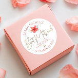 Bat Mitzvah Tropical Floral Watercolor Gold Script Classic Round Sticker<br><div class="desc">Be proud, rejoice and celebrate this milestone of your favorite Bat Mitzvah whenever you use this sophisticated, personalized sticker! A stylish, stunning, colorful, tropical watercolor plumeria flower, faux gold handwritten script, Star of David and glitter dots, along with rose pink modern sans serif type, overlay a white background. Personalize the...</div>