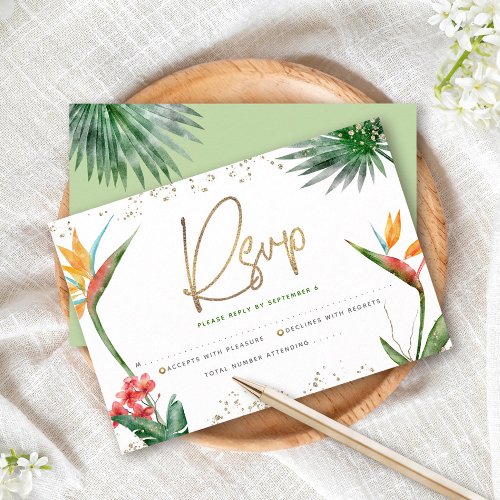 Bat Mitzvah Tropical Gold Script Floral Watercolor