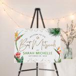 Bat Mitzvah Tropical Palm Leaf Gold Script Welcome Foam Board<br><div class="desc">Proudly welcome every guest of your daughter’s Bat Mitzvah party! Display this stunning, modern, stylish, personalized foam core poster board to add to her special day. Stylish, stunning, colorful, tropical watercolor birds of paradise flowers, faux gold handwritten script, Star of David and glitter dots, along with green and gray modern...</div>
