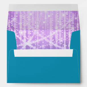 Bat Mitzvah Turquoise Blue Purple Sparkly Lights Envelope
