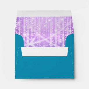 Bat Mitzvah Turquoise Blue Purple Sparkly Lights Envelope