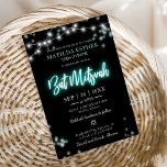 Bat Mitzvah Turquoise Neon Themed Invitation<br><div class="desc">We’re excited to introduce our modern calligraphy neon-inspired suite for a glow Bar or Bat Mitzvah! This fun collection includes everything you need, from napkins and paper plates to a welcoming sign and more. If you have any questions or need help with personalization, just send us a message. PLEASE NOTE:...</div>
