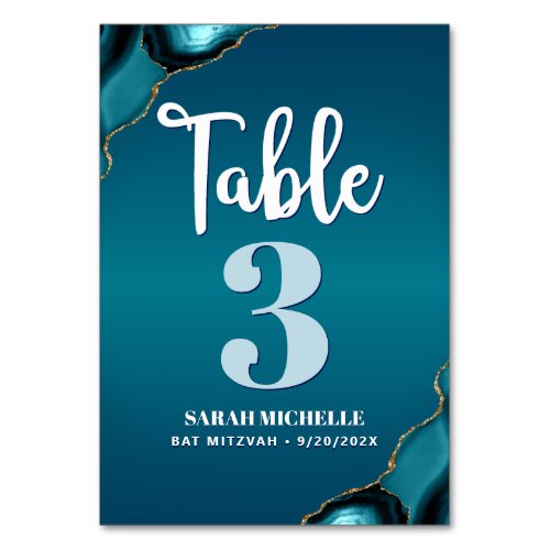 Bat Mitzvah Turquoise Ombre Agate Script Modern