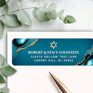 Bat Mitzvah Turquoise Ombre Gold Agate Address Label