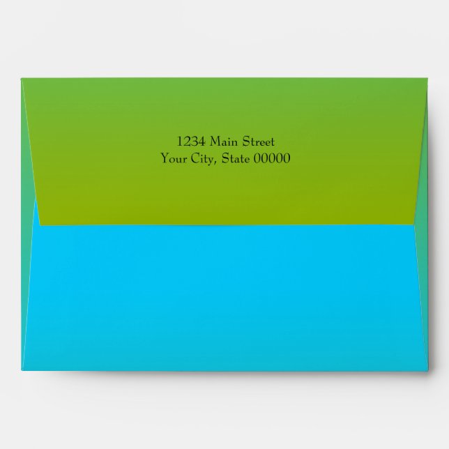 Bat Mitzvah Turquoise to Green Ombre with Star Envelope (Back (Top Flap))