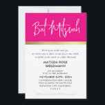 BAT MITZVAH ultra trendy modern pink black gold Invitation<br><div class="desc">by kat massard >>> kat@simplysweetPAPERIE.com <<< A smart BAT MITZVAH design with all the text elements able to be updated by you! Love the design, but would like to see some changes - another color scheme, product, add a photo or adapted for a different occasion - no worries simply contact...</div>