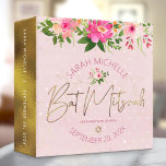 Bat Mitzvah Watercolor Floral Gold Script Pink 3 Ring Binder<br><div class="desc">Let your favorite Bat Mitzvah be proud, rejoice and celebrate her milestone with this stunning keepsake scrapbook memory album. A chic, stunning, pink and peach floral watercolor with faux gold foil Star of David and script typography, along with modern dusty rose sans serif type overlay a soft pink & confetti...</div>