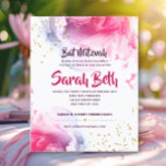 Bat Mitzvah Watercolor Glitter Budget Invitation<br><div class="desc">Our Bat Mitzvah Invitation with abstract watercolor and gold glitter is a casual, elegant way to invite friends & family to your Bat Mitzvah celebration. This is a modern design that makes a beautiful impression. Mazel Tov! Need help with this design? Want to see other colors, pieces or design variations? Please...</div>