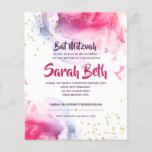 Bat Mitzvah Watercolor Glitter Budget Invitation<br><div class="desc">Our Bat Mitzvah Invitation with abstract watercolor and gold glitter is a casual,  elegant way to invite friends & family to your Bat Mitzvah celebration. This is a modern design that makes a beautiful impression.  Inquiries or special requests for additional coordinated items: message us or email: bestdressedbread@gmail.com
Mazel Tov!</div>