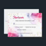 Bat Mitzvah Watercolor Glitter Response Card<br><div class="desc">Our Bat Mitzvah Invitation Response Card with Abstract watercolor and gold glitter is casual & elegant. This is a modern design that makes a beautiful impression. It coordinates with items in this collection: https://www.zazzle.com/collections/bat_mitvah_watercolor_glitter_pink_purple-119225066452533628
Inquiries or special requests for additional coordinated items: message us or email: bestdressedbread@gmail.com
Mazel Tov!</div>