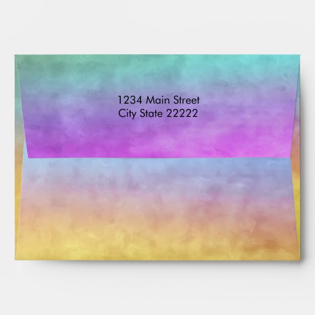 Bat Mitzvah Watercolor Streaks Envelope (Back (Top Flap))