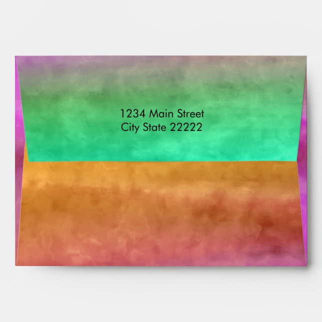 Bat Mitzvah Watercolor Streaks Envelope (Back (Top Flap))