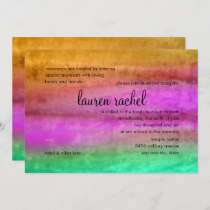 Bat Mitzvah Watercolor Streaks Invitation