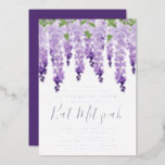 Bat Mitzvah Watercolor Wisteria Corporate Logo Foil Invitation<br><div class="desc">Bat Mitzvah Watercolor Wisteria Corporate Logo Silver Foil Invitation features elegant watercolor wisteria flowers in soft lavender and purple with green leaves on a white background with your Bat Mitzvah invitation information below in silver foil typography. Personalize by editing the text in the text boxes provided. Add your Corporate Logo...</div>