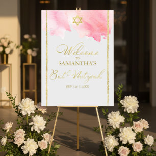 Bat Mitzvah Welcome Signs   Watercolor Abstract